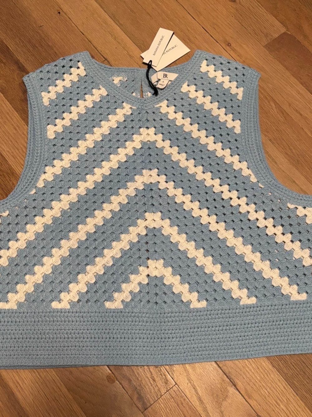 Banana Republic Crochet Tank Top in Light Blue and Cream